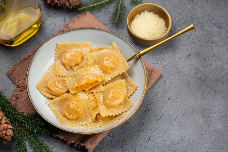 tagAlt.Pumpkin filled Tortelli Rosemary Orange Butter