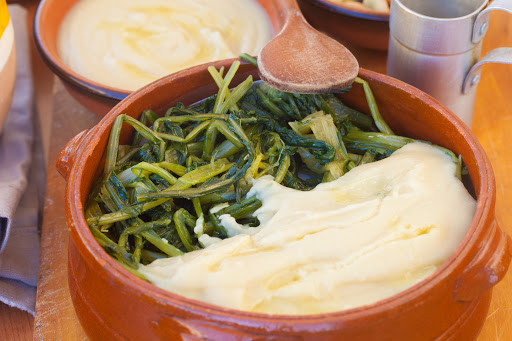 Authentic Pugliese Fava Bean Mash with Sautéed Chicory (Ncapriata)